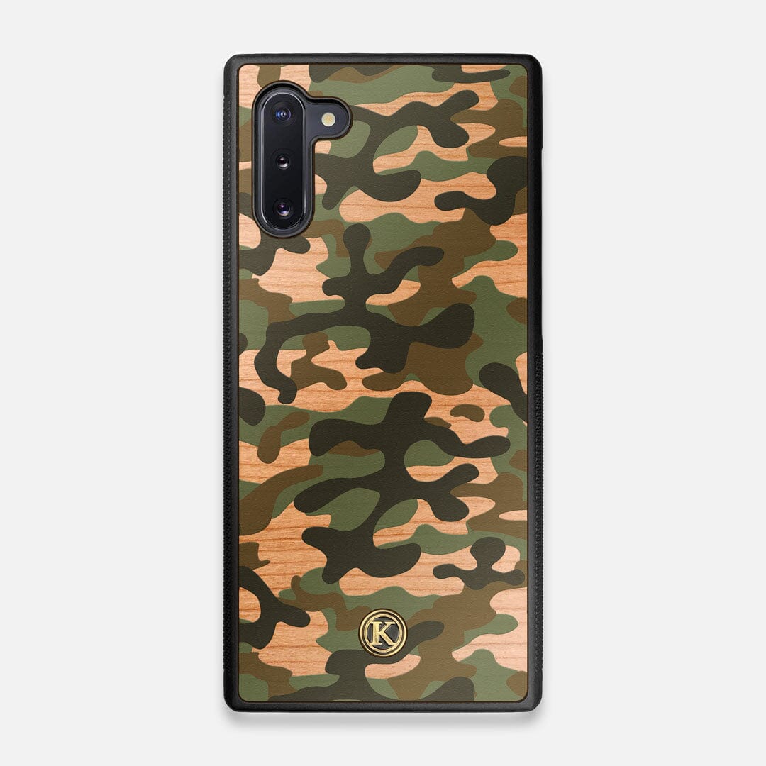 Front view of the stealth Paratrooper camo printed Wenge Wood Galaxy Note 10 Case by Keyway Designs