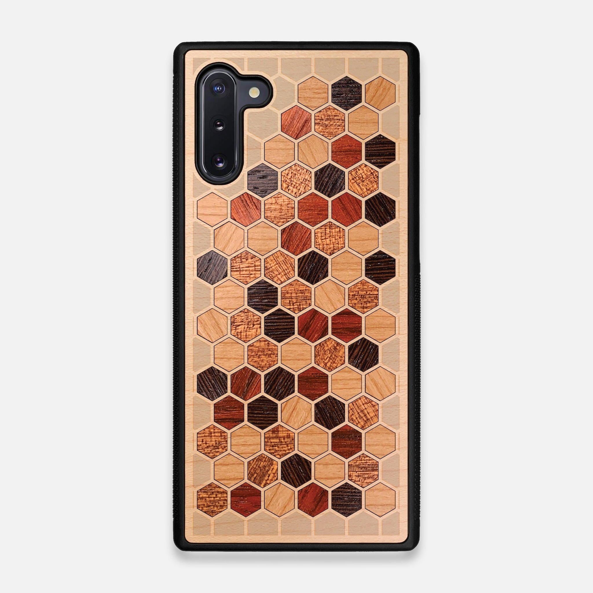 Front view of the Cellular Maple Wood Galaxy Note 10 Case by Keyway Designs