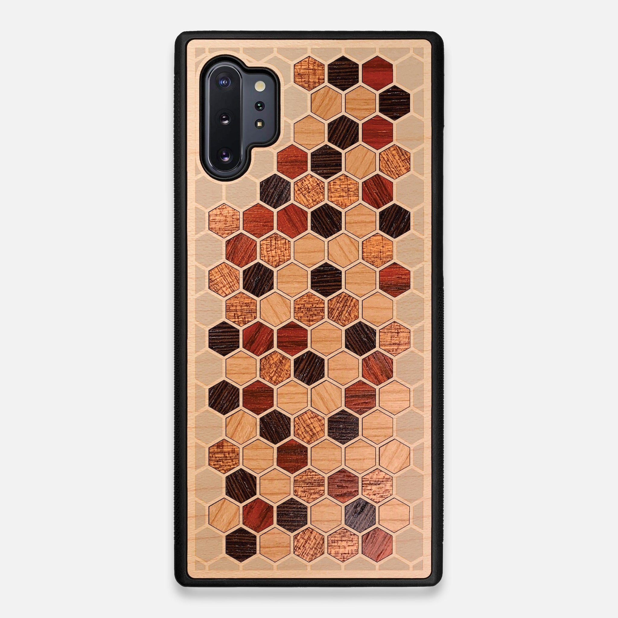 Front view of the Cellular Maple Wood Galaxy Note 10+ Case by Keyway Designs