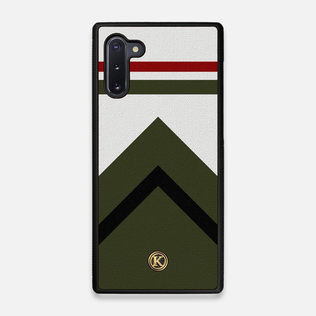 Front view of the Peak Adventure Marker in the Wayfinder series UV-Printed thick cotton canvas Galaxy Note 10 Case by Keyway Designs