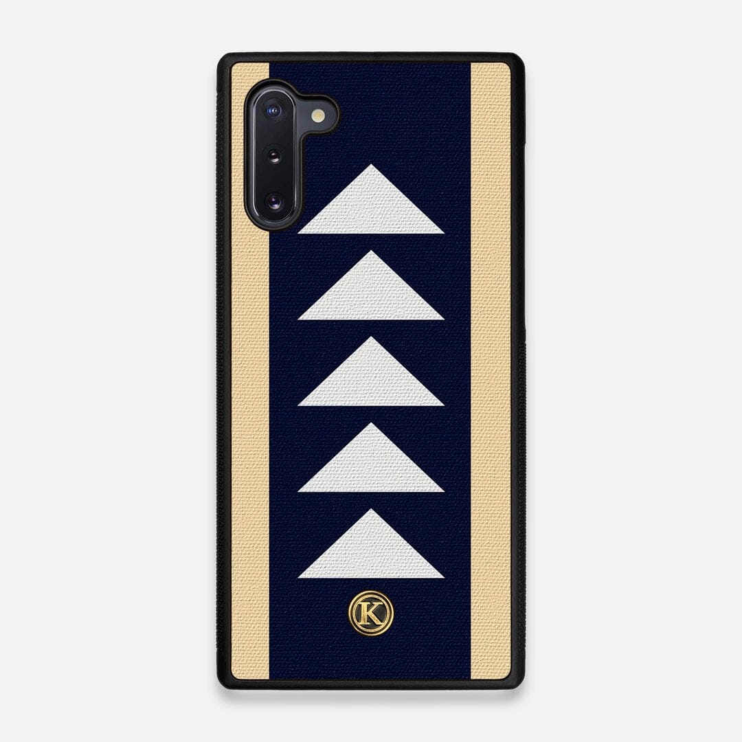 Front view of the Track Adventure Marker in the Wayfinder series UV-Printed thick cotton canvas Galaxy Note 10 Case by Keyway Designs