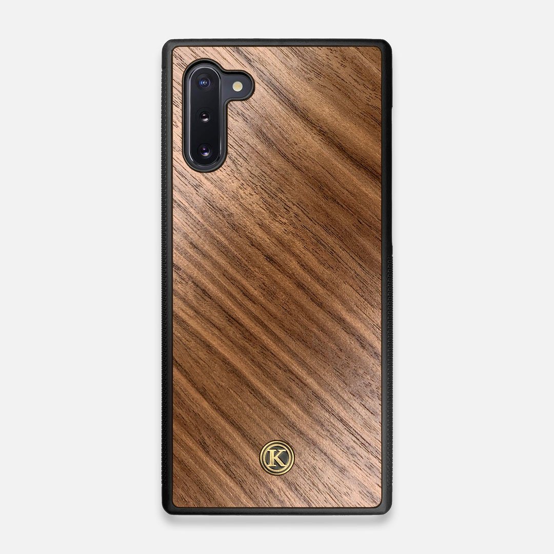 Front view of the Walnut Pure Minimalist Wood Galaxy Note 10 Case by Keyway Designs