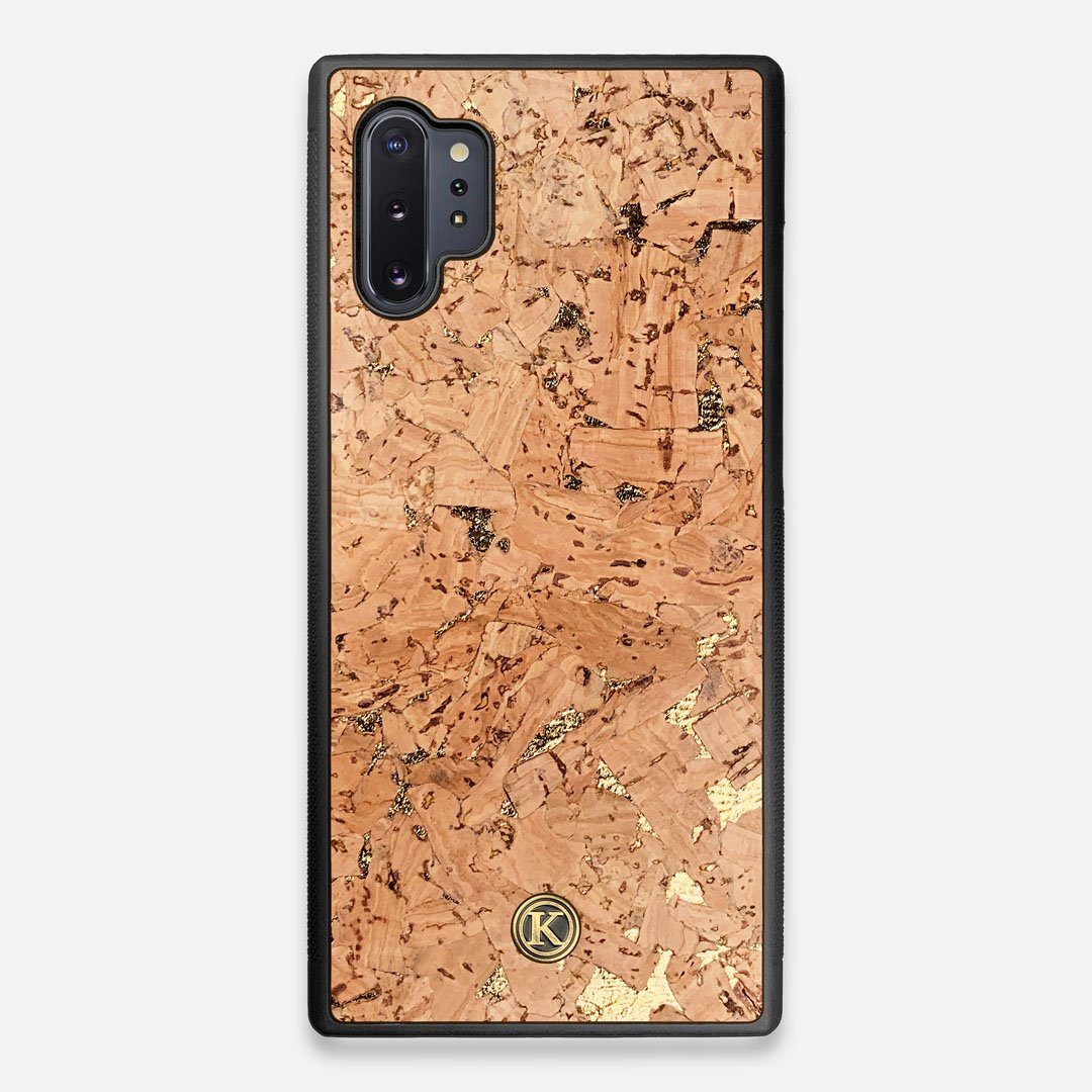 Front view of the gold fleck natural cork Galaxy Note 10 Plus Case by Keyway Designs