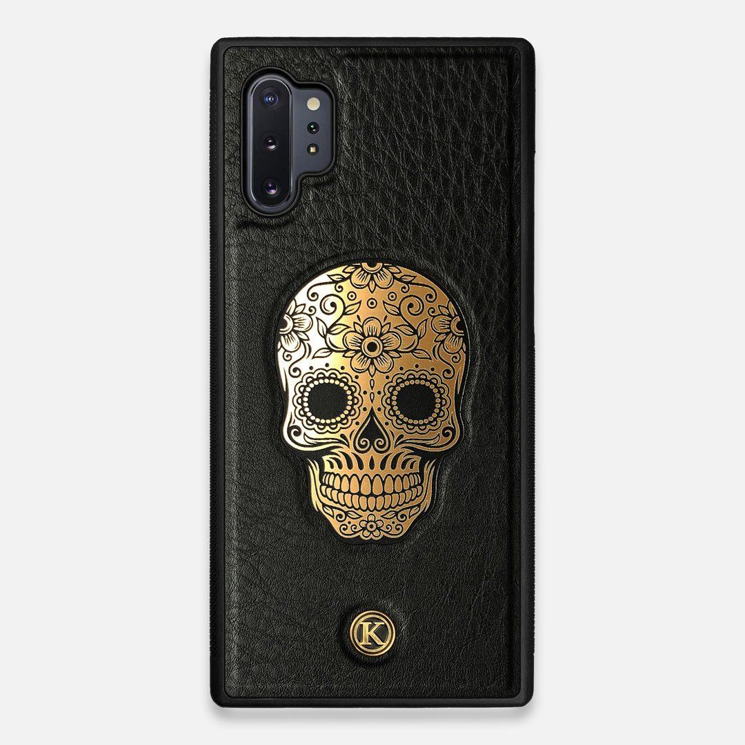 Front view of the Auric Black Leather Galaxy Note 10 Plus Case by Keyway Designs