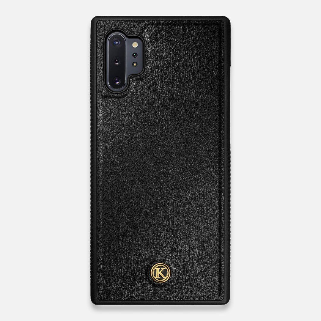 Front view of the Blank Black Leather Galaxy Note 10 Plus Case by Keyway Designs