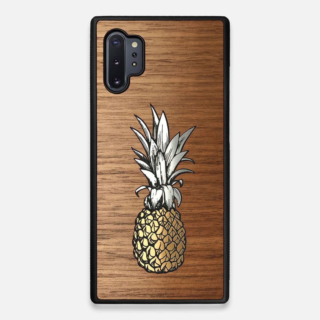 Front view of the Pineapple Walnut Wood Galaxy Note 10 Plus Case by Keyway Designs