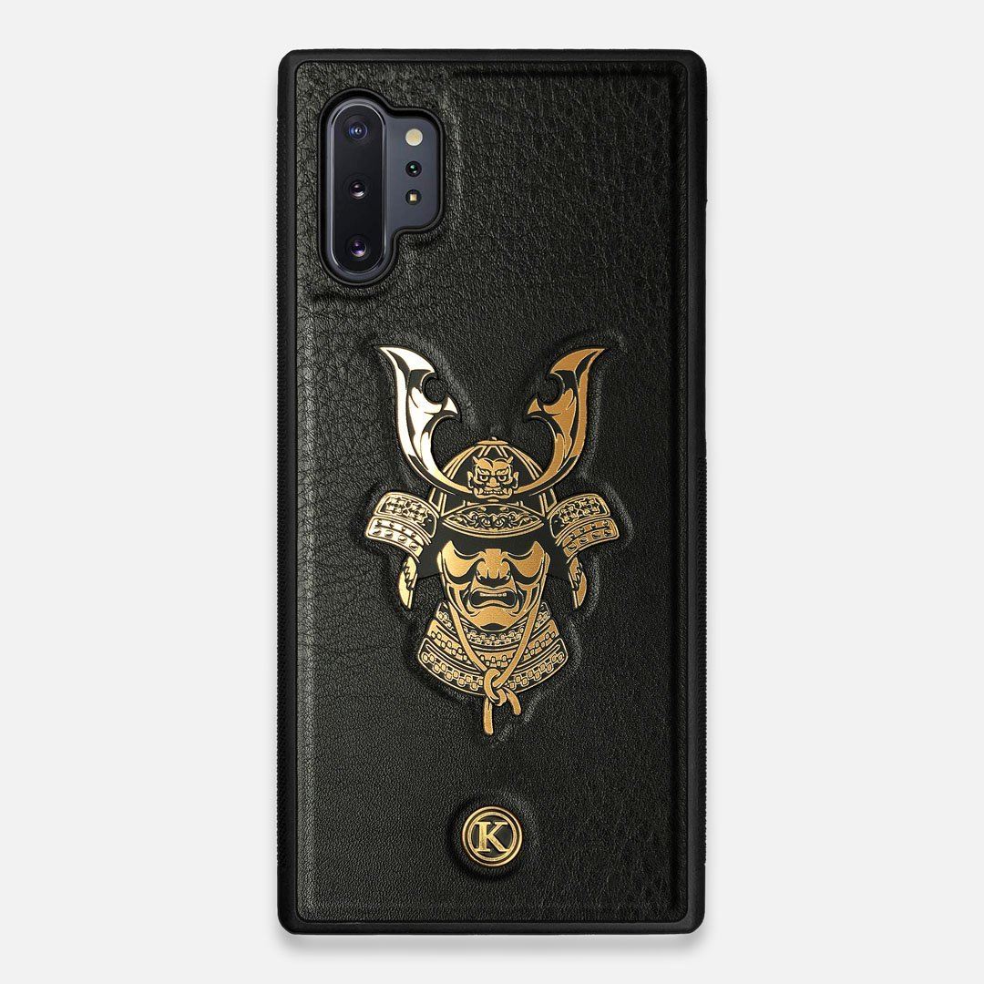 Front view of the Samurai Black Leather Galaxy Note 10 Plus Case by Keyway Designs