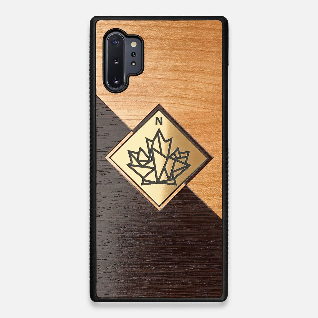 Front view of the True North by Northern Philosophy Cherry & Wenge Wood Galaxy Note 10 Plus Case by Keyway Designs