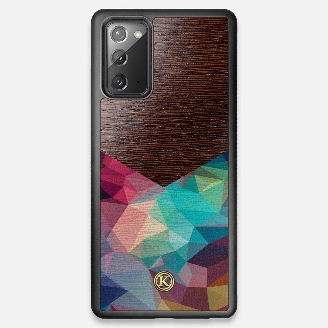 Front view of the vibrant Geometric Gradient printed Wenge Wood Galaxy Note 20 Case by Keyway Designs