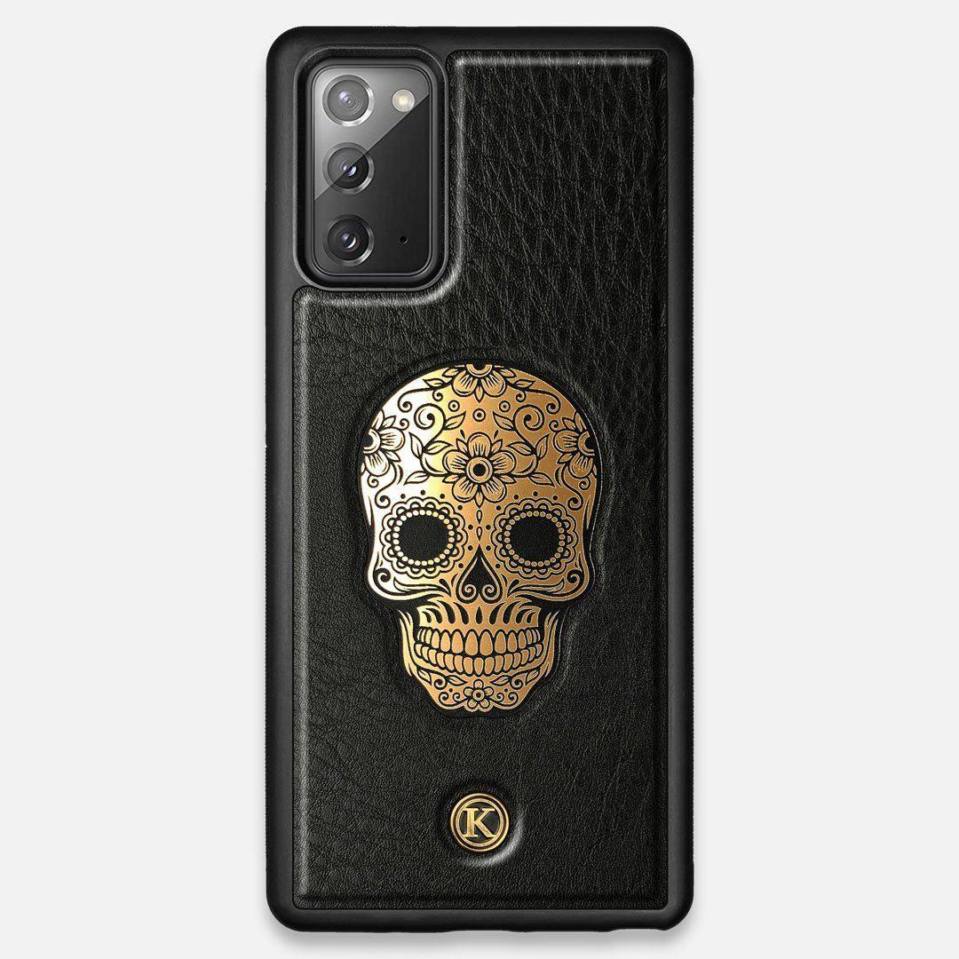 Front view of the Auric Black Leather Galaxy Note 20 Case by Keyway Designs