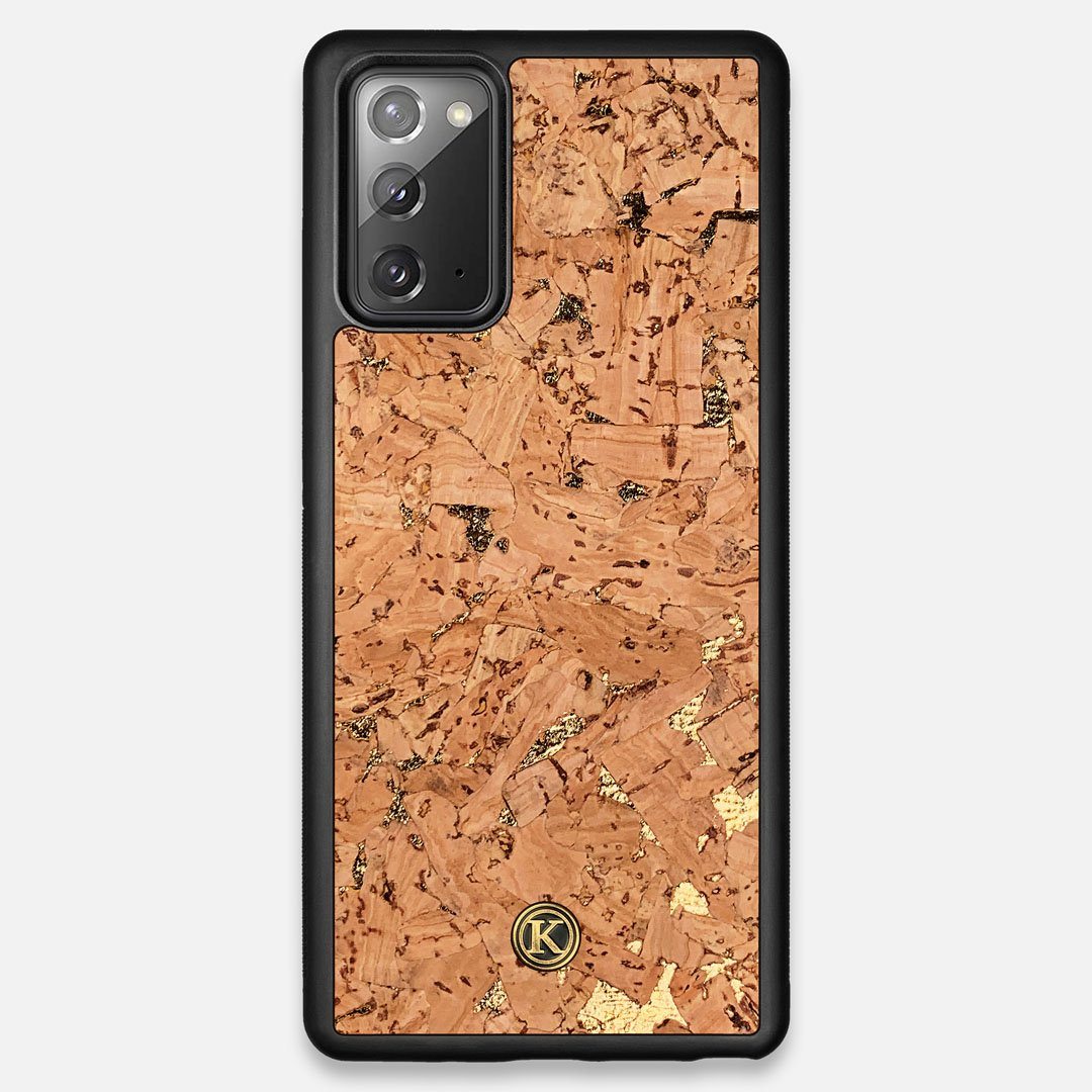 Front view of the gold fleck natural cork Galaxy Note 20 Case by Keyway Designs