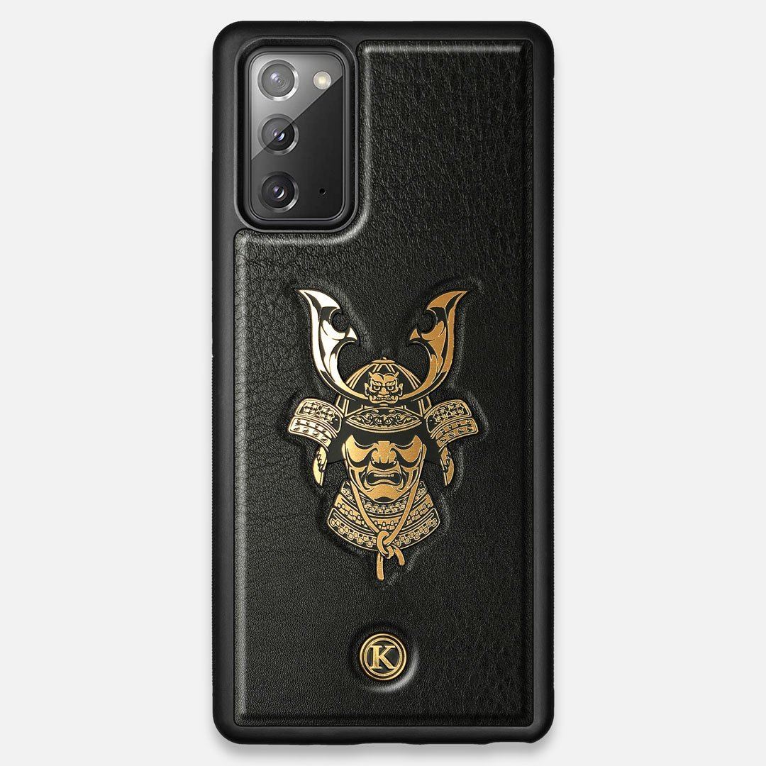Front view of the Samurai Black Leather Galaxy Note 20 Case by Keyway Designs