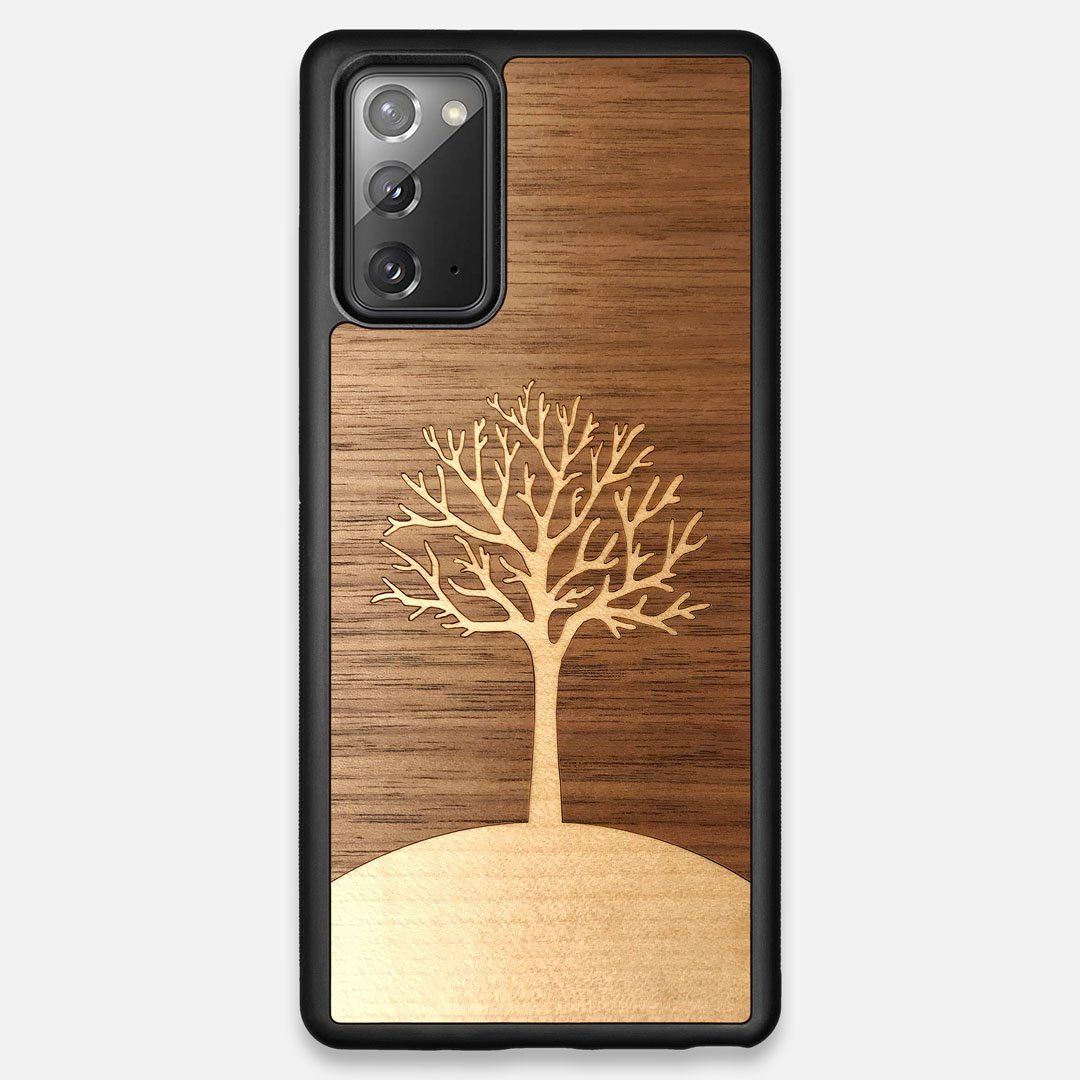 Front view of the Tree Of Life Walnut Wood Galaxy Note 20 Case by Keyway Designs