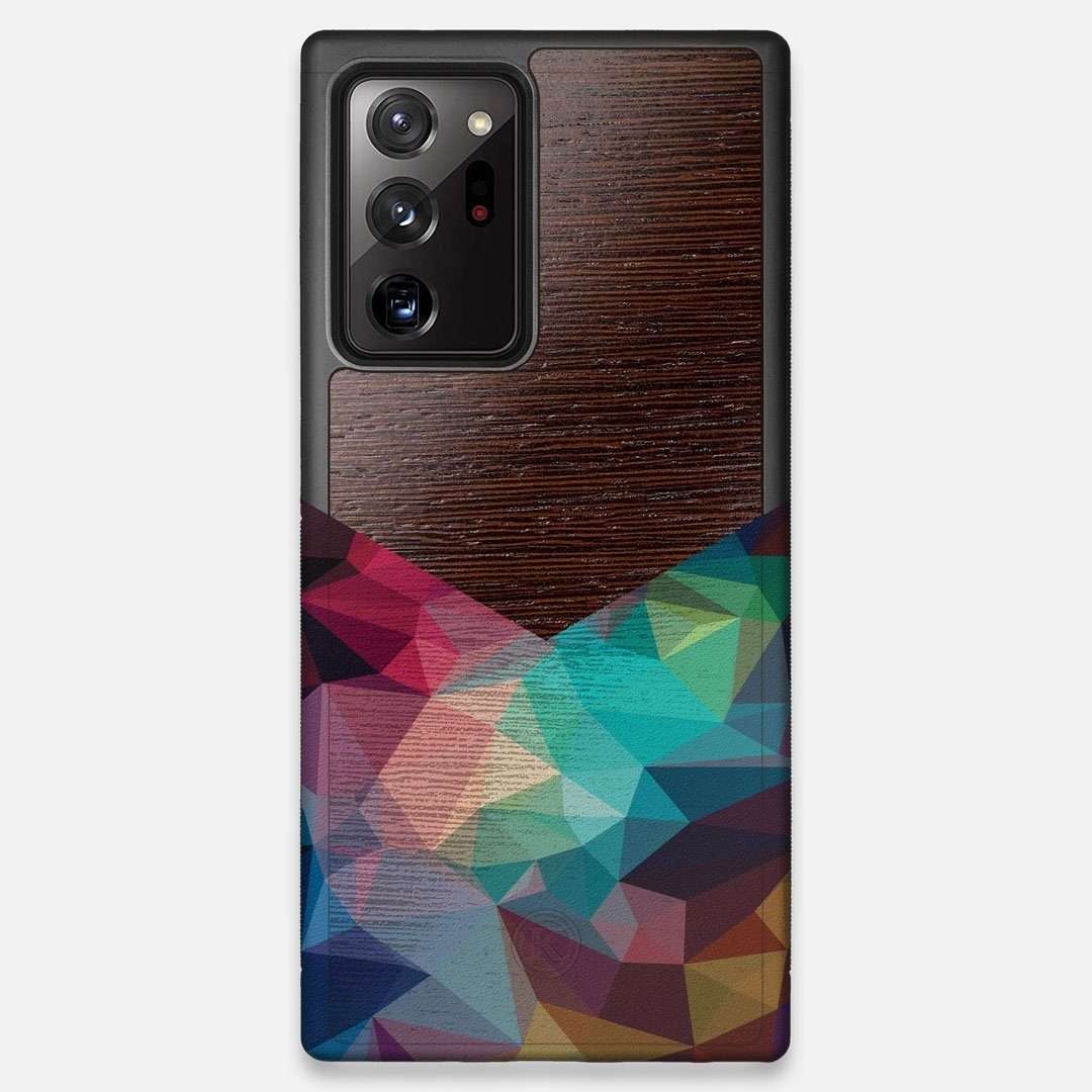 Front view of the vibrant Geometric Gradient printed Wenge Wood Galaxy Note 20 Ultra Case by Keyway Designs