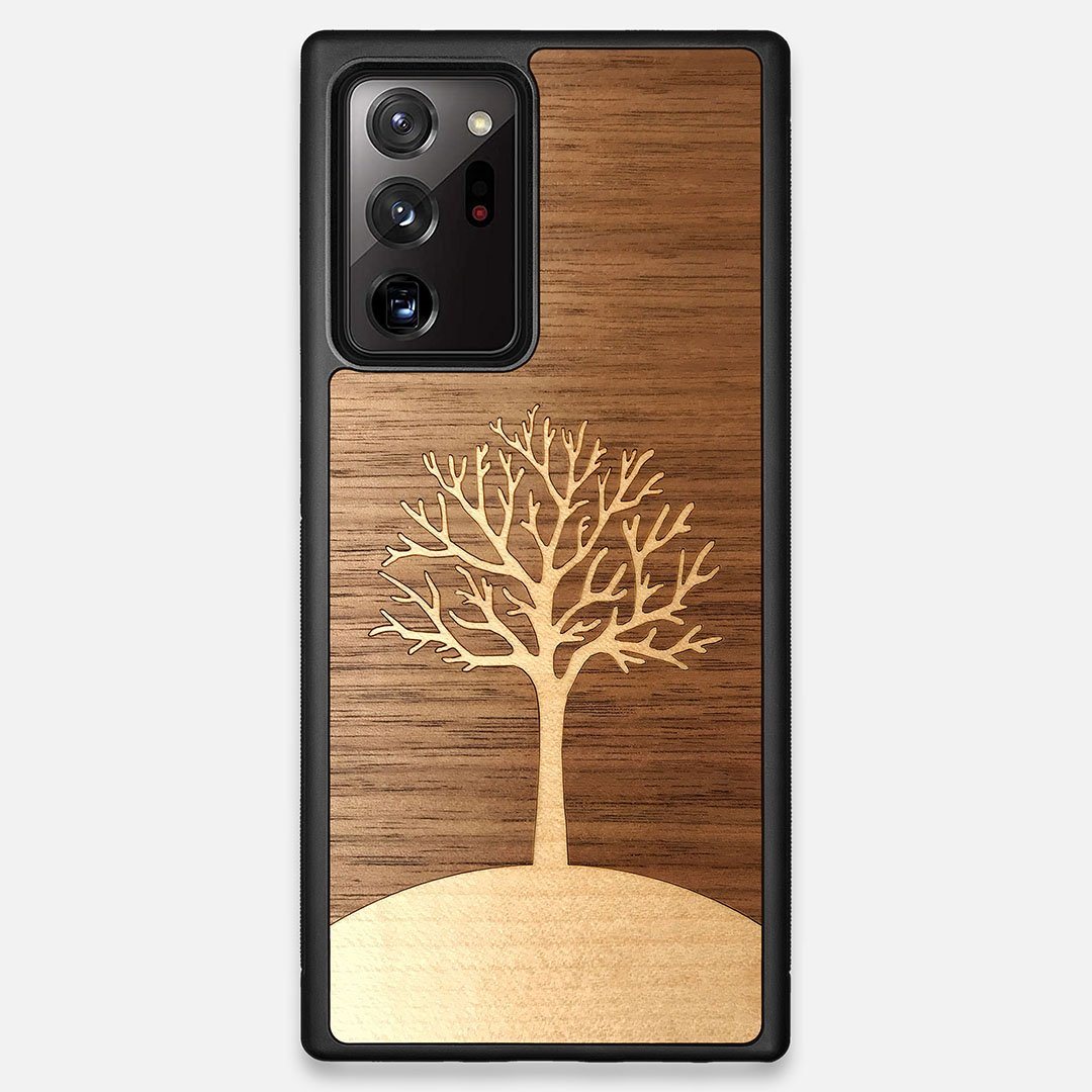 Front view of the Tree Of Life Walnut Wood Galaxy Note 20 Ultra Case by Keyway Designs