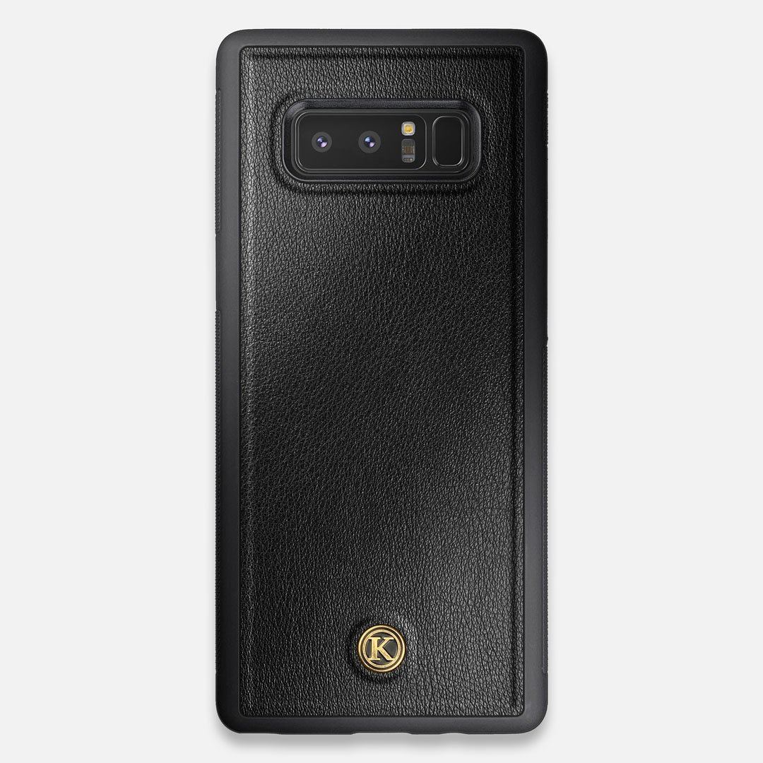 Front view of the Blank Black Leather Galaxy Note 8 Case by Keyway Designs