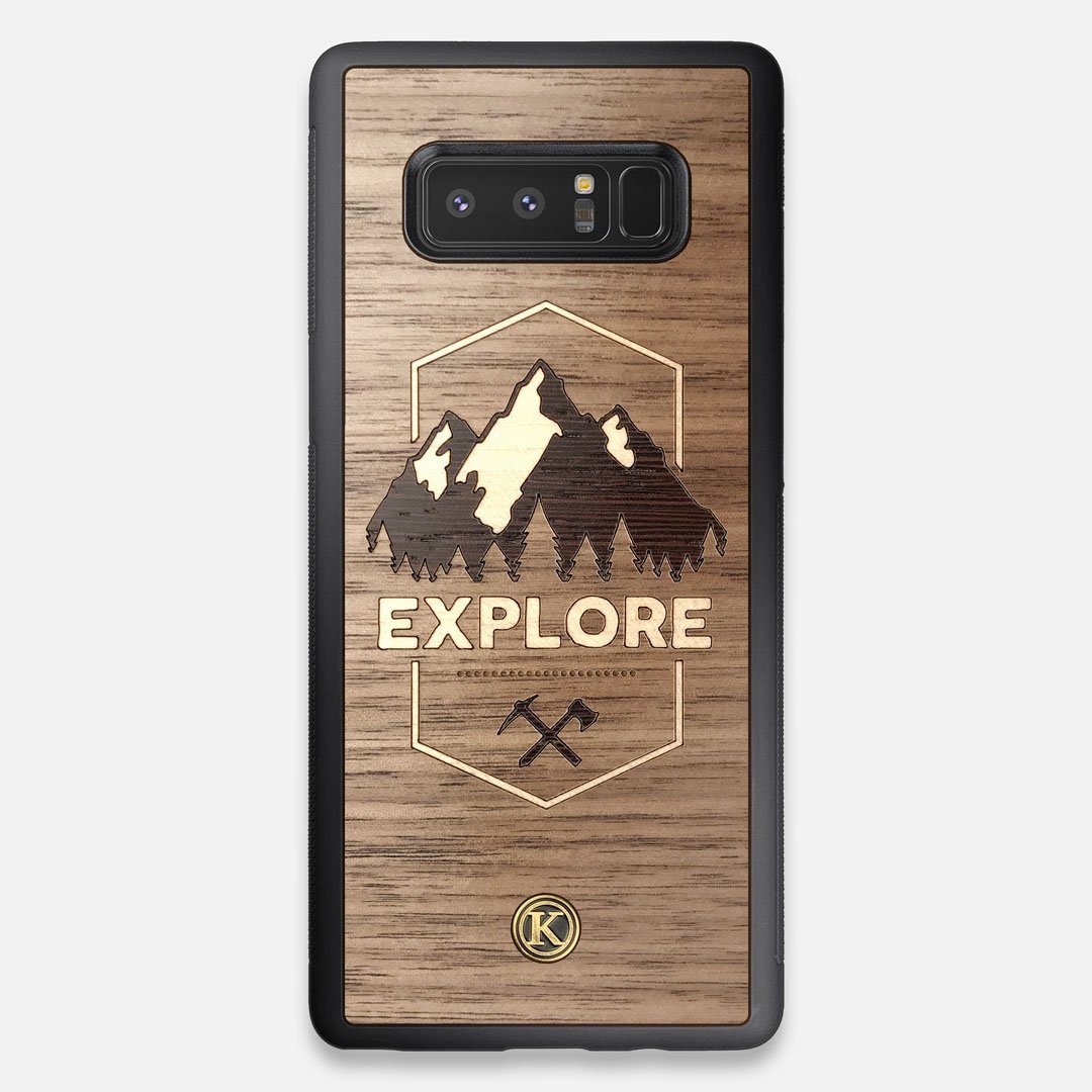 Front view of the Compass By Nrth Blue Denim Galaxy Note 8 Case by Keyway Designs