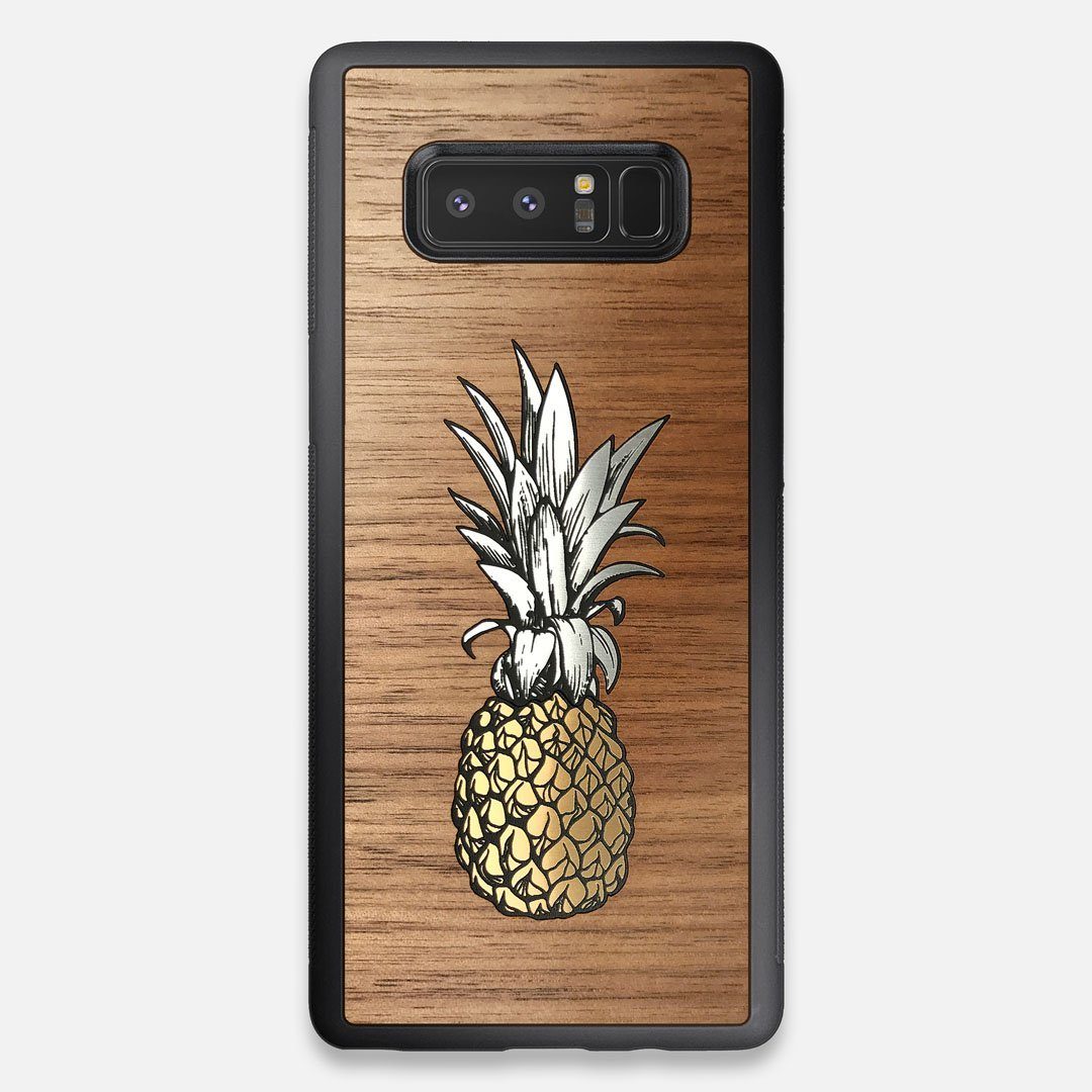 Front view of the Pineapple Walnut Wood Galaxy Note 8 Case by Keyway Designs