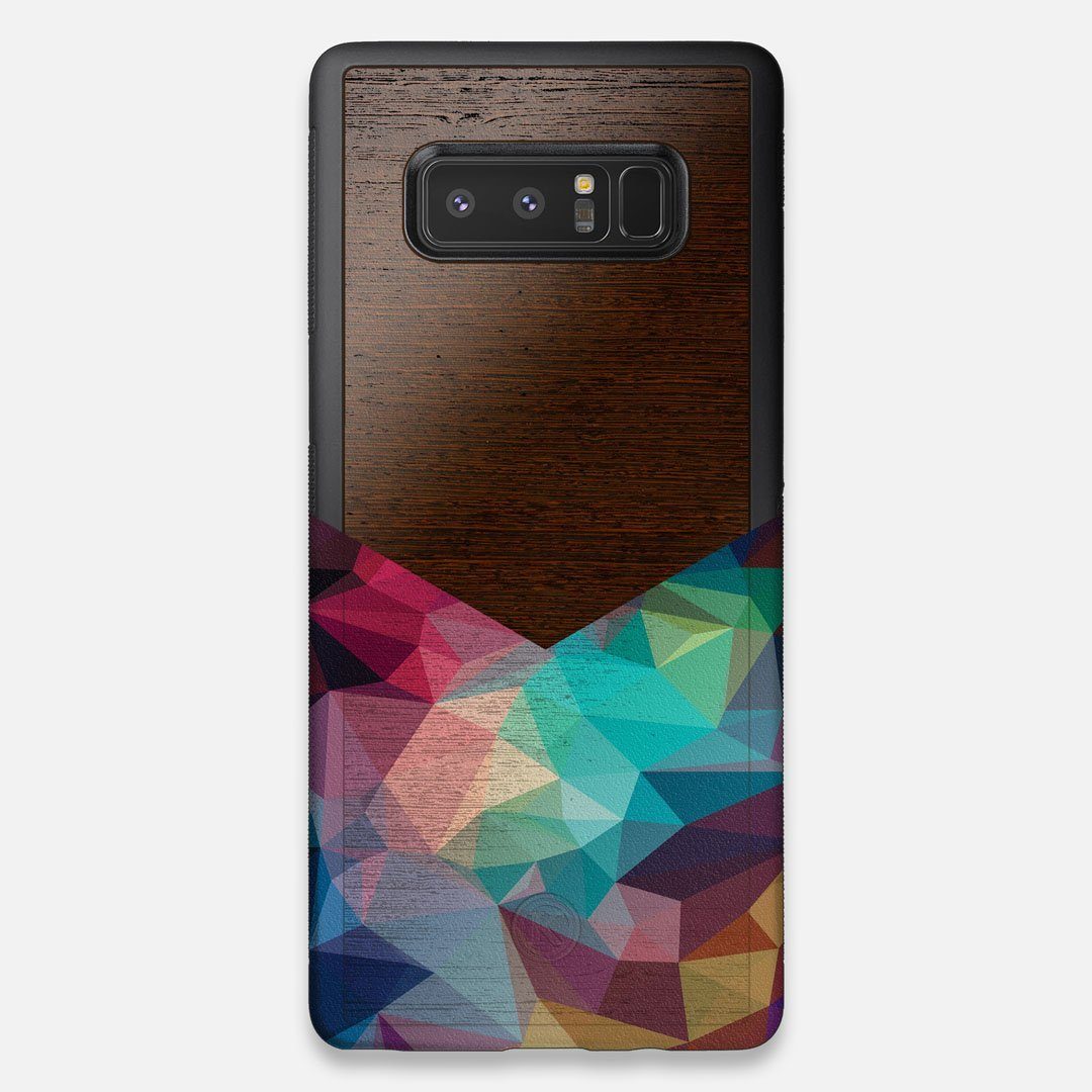 Front view of the vibrant Geometric Gradient printed Wenge Wood Galaxy Note 8 Case by Keyway Designs