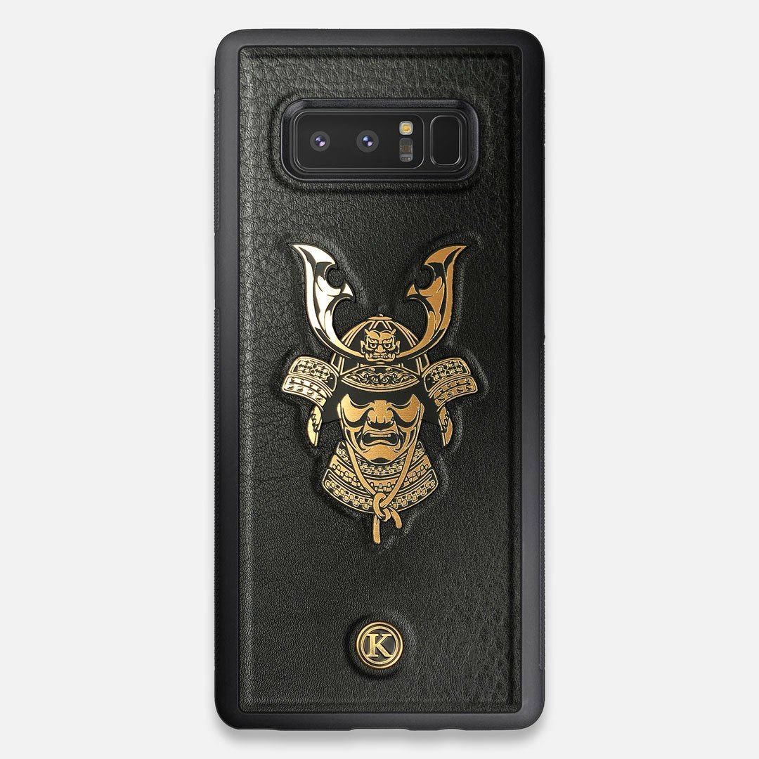 Front view of the Samurai Black Leather Galaxy Note 8 Case by Keyway Designs
