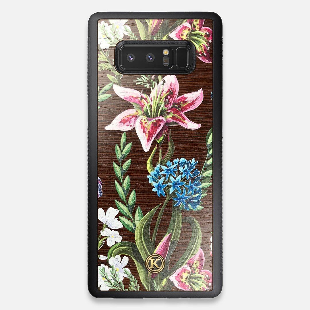 Front view of the Stargazer Lily printed Wenge Wood Galaxy Note 8 Case by Keyway Designs