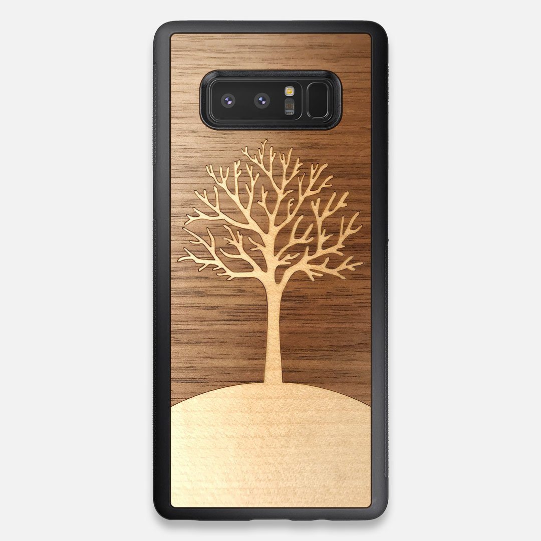 Front view of the Tree Of Life Walnut Wood Galaxy Note 8 Case by Keyway Designs
