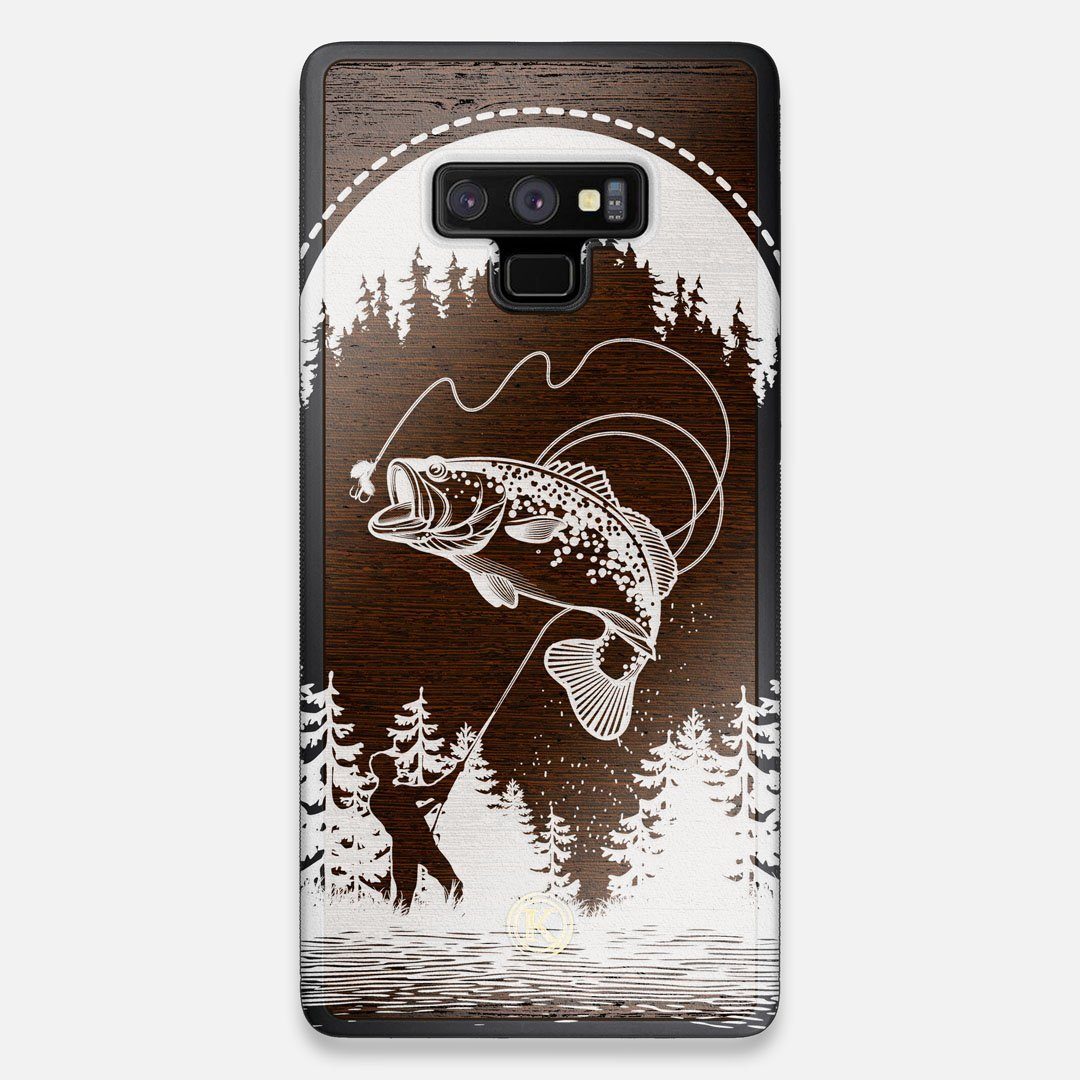 Front view of the high-contrast spotted bass printed Wenge Wood Galaxy Note 9 Case by Keyway Designs