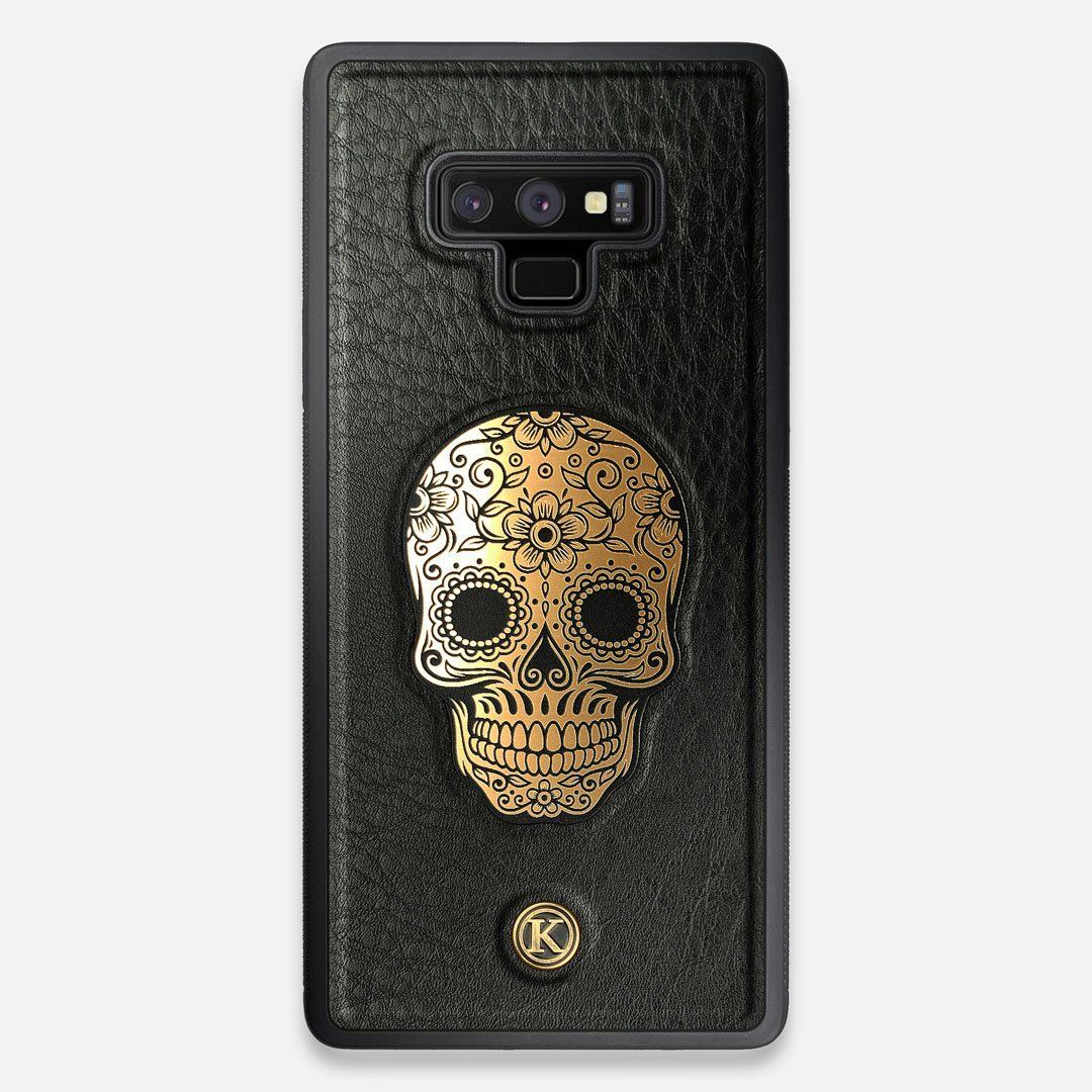 Front view of the Auric Black Leather Galaxy Note 9 Case by Keyway Designs