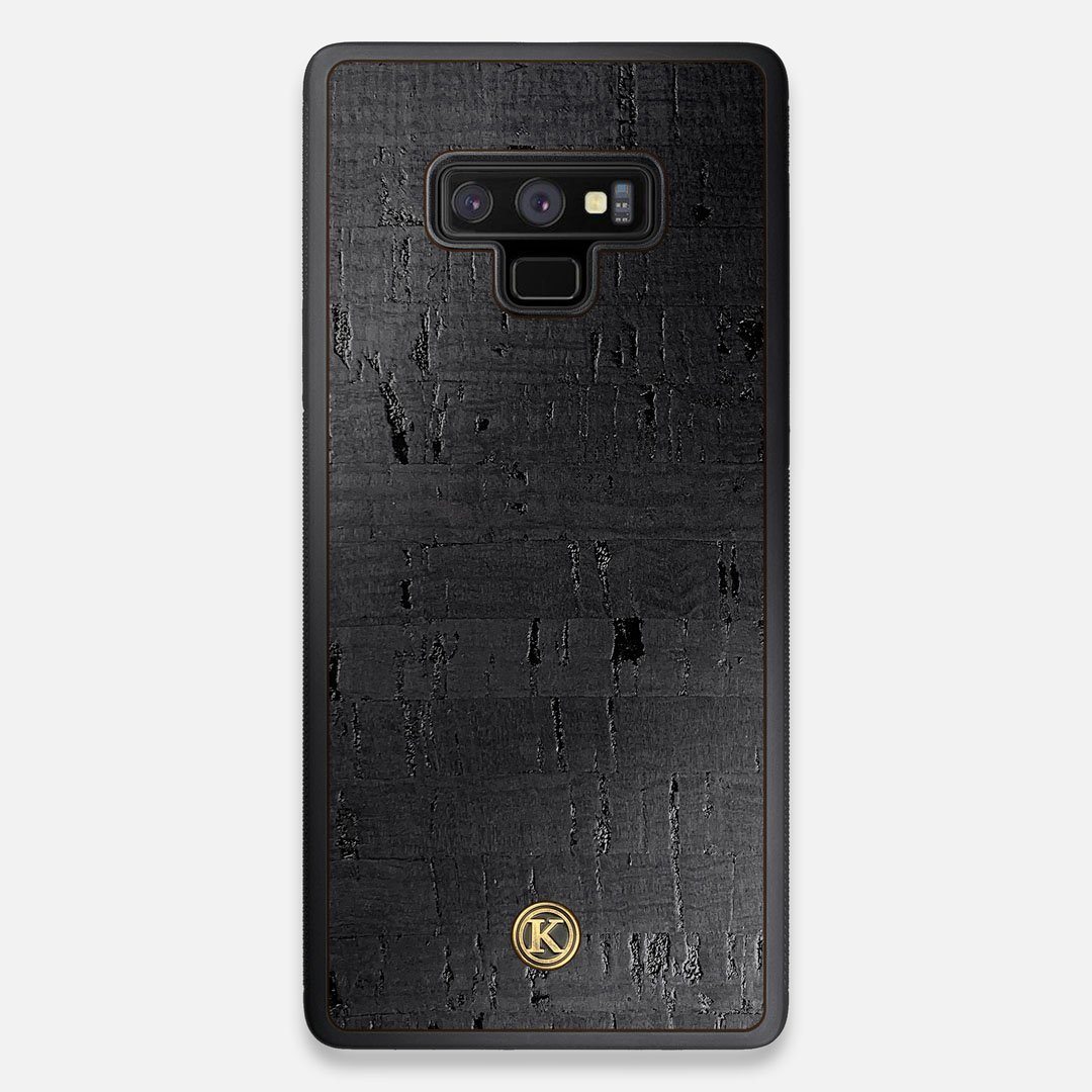 Front view of the dyed black natural cork Galaxy Note 9 Case by Keyway Designs