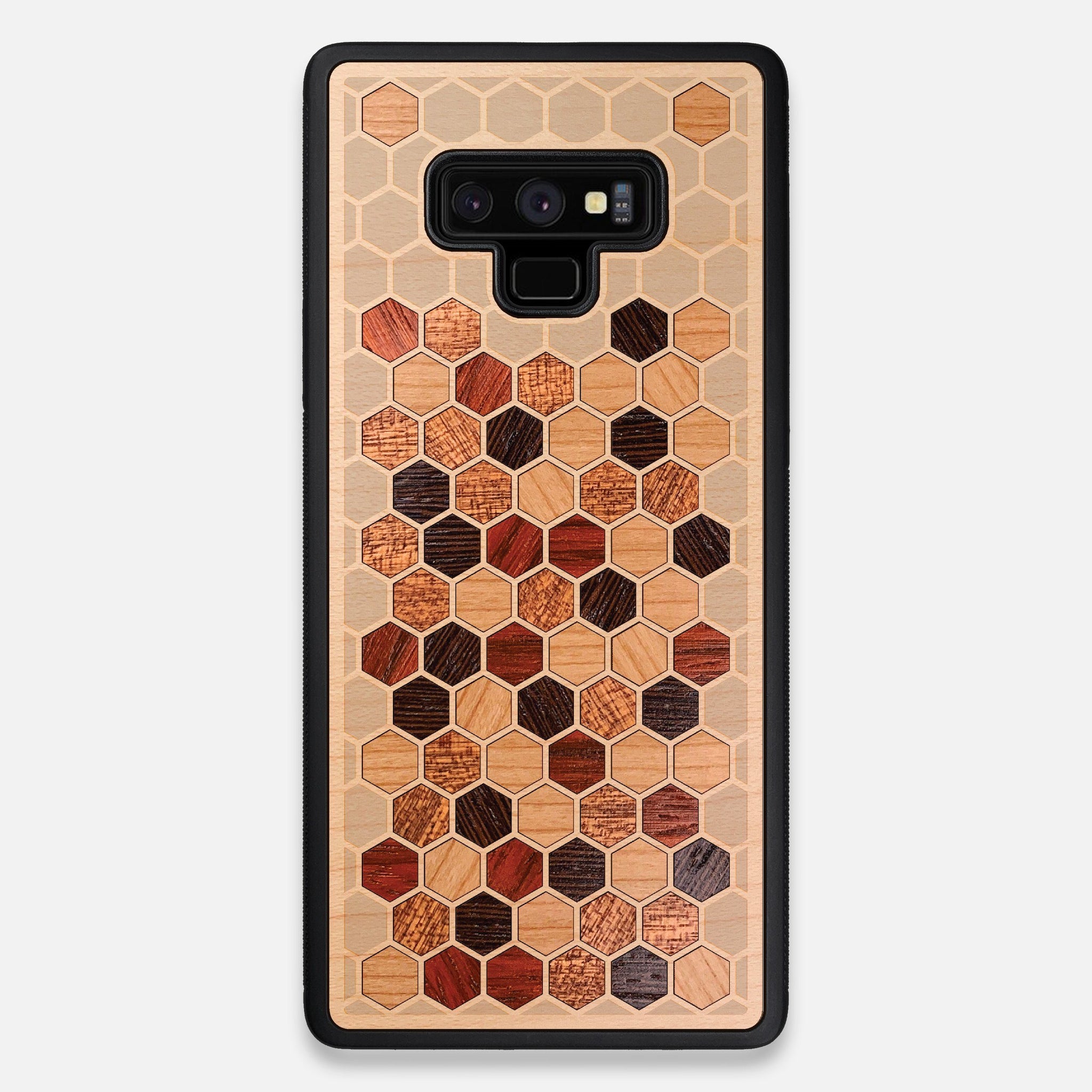Front view of the Cellular Maple Wood Galaxy Note 9 Case by Keyway Designs