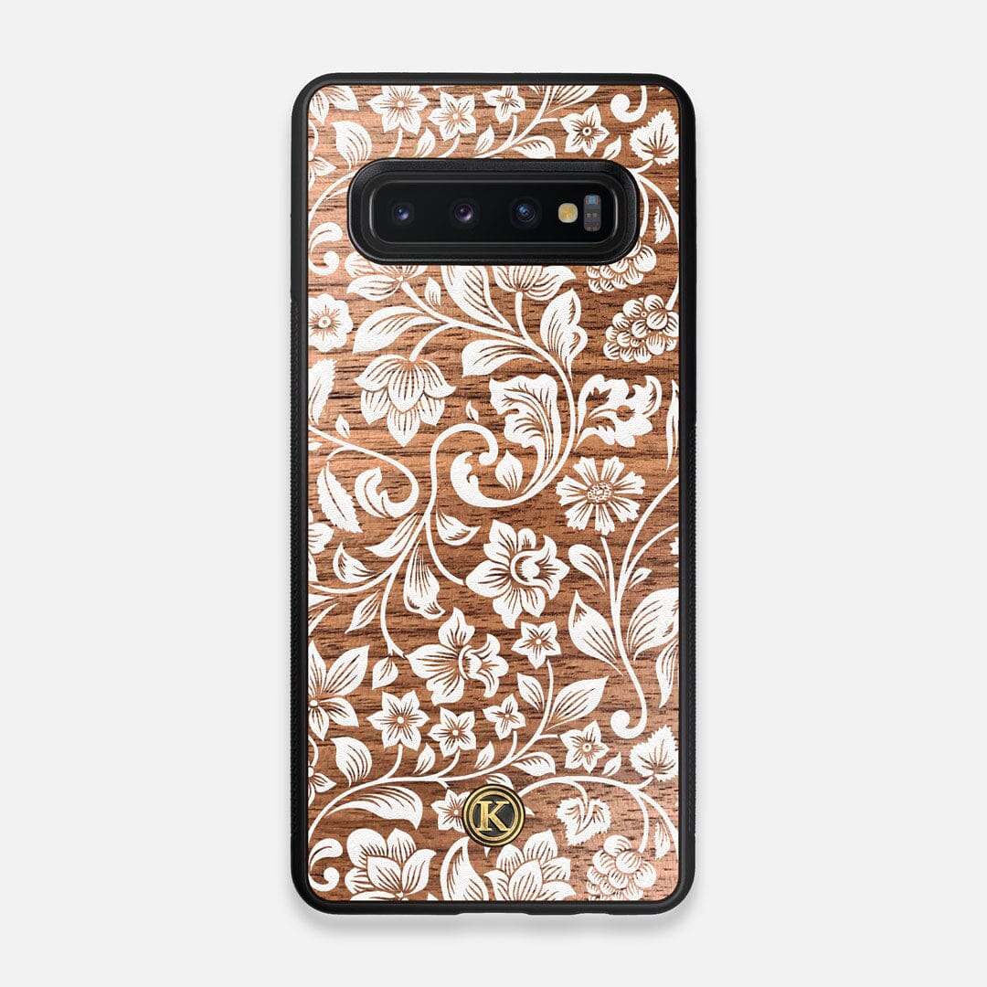 Front view of the Blossom Whitewash Wood Galaxy S10 Case by Keyway Designs