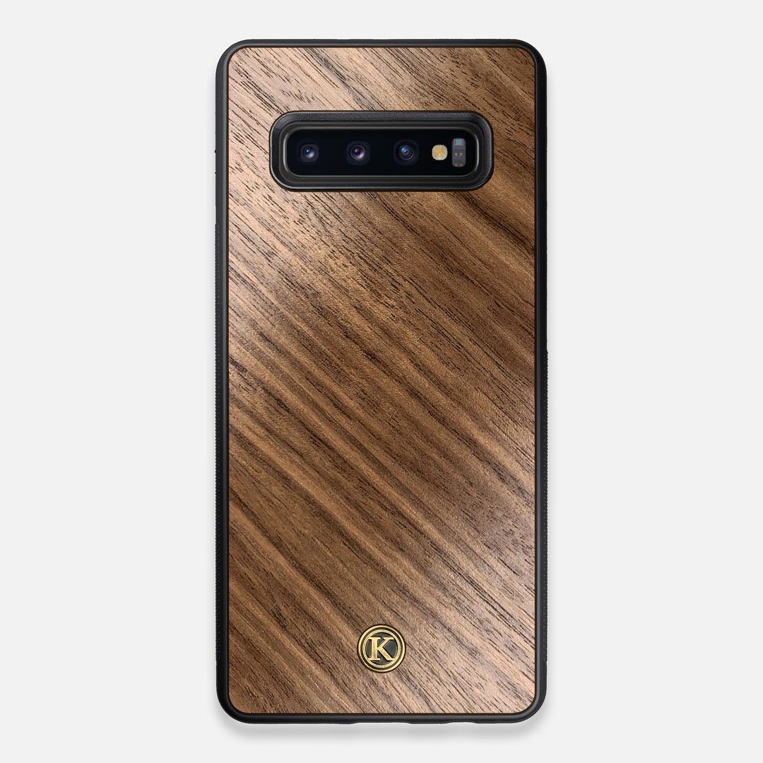 Front view of the Walnut Pure Minimalist Wood Galaxy S10+ Case by Keyway Designs