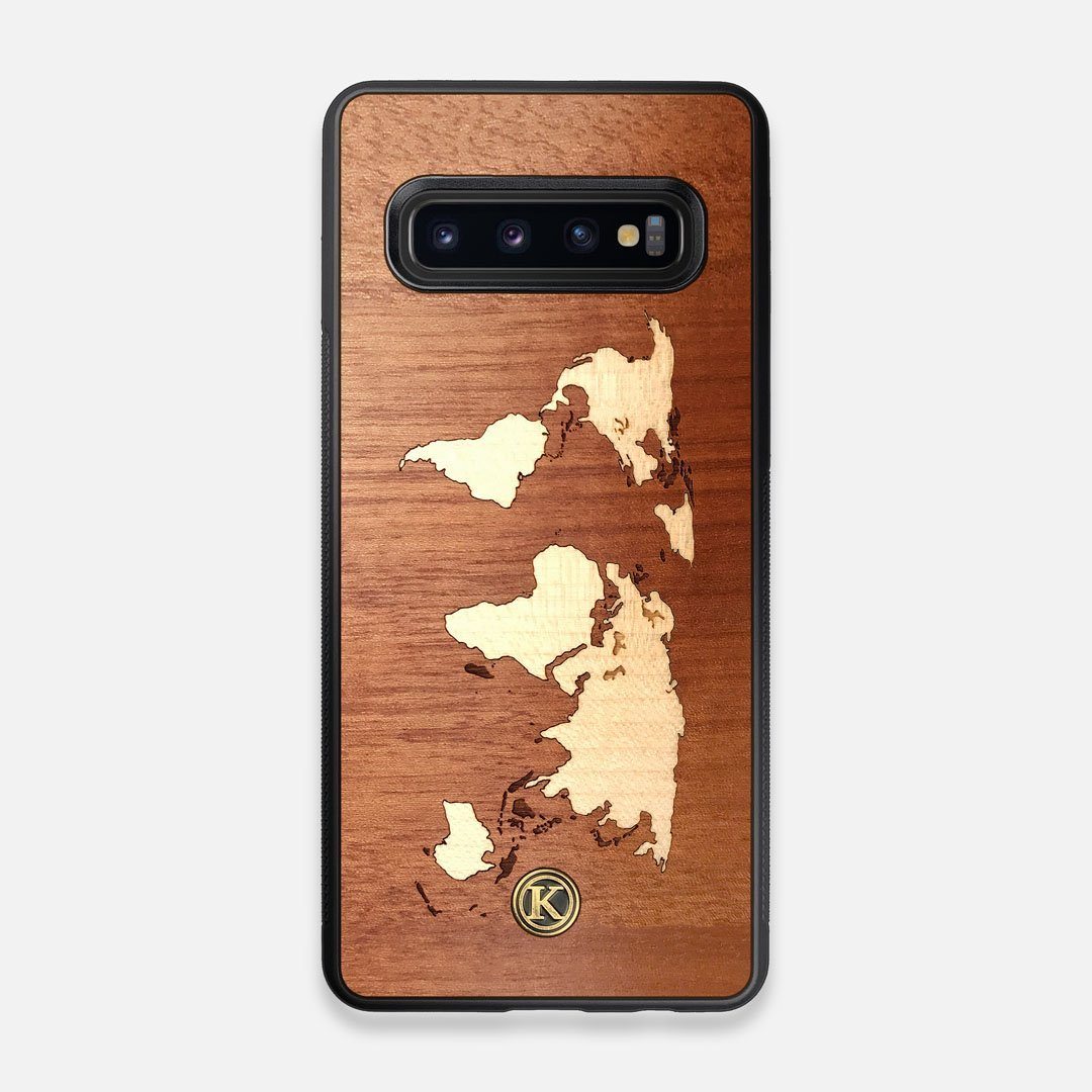 Front view of the Atlas Sapele Wood Galaxy S10 Case by Keyway Designs