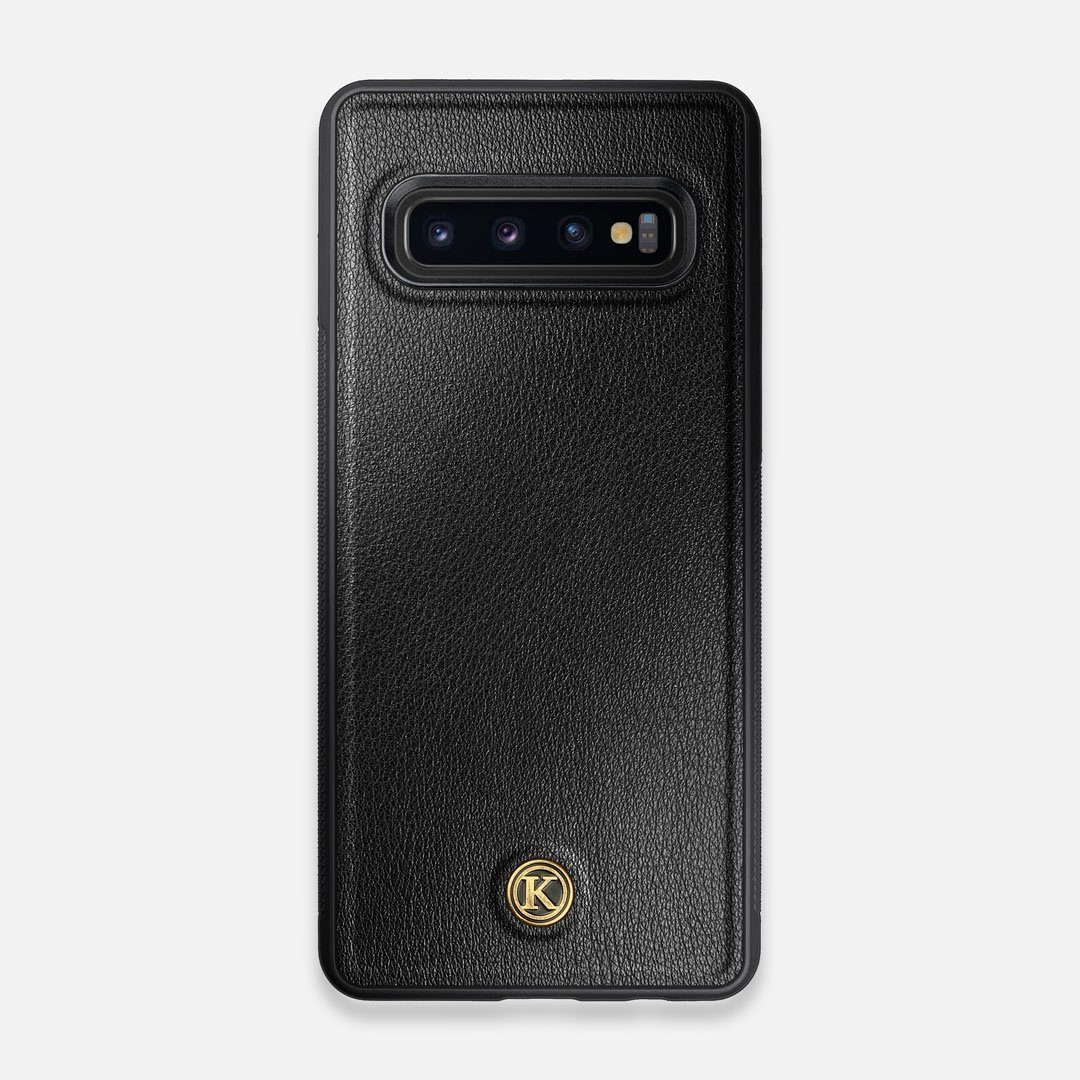 Front view of the Blank Black Leather Galaxy S10 Case by Keyway Designs