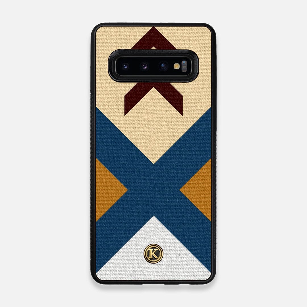 Front view of the Camp Adventure Marker in the Wayfinder series UV-Printed thick cotton canvas Galaxy S10 Case by Keyway Designs