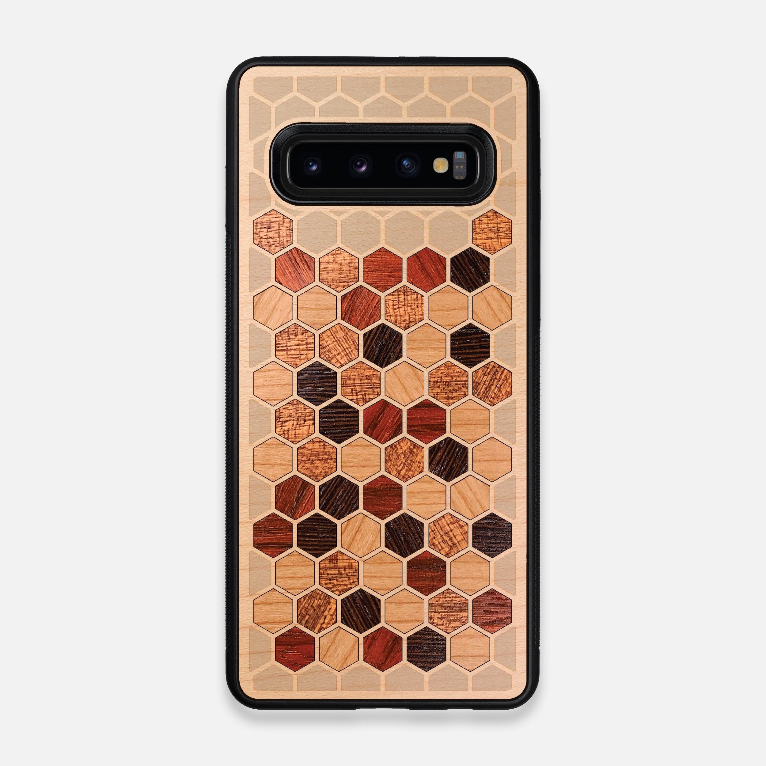 Front view of the Cellular Maple Wood Galaxy S10 Case by Keyway Designs