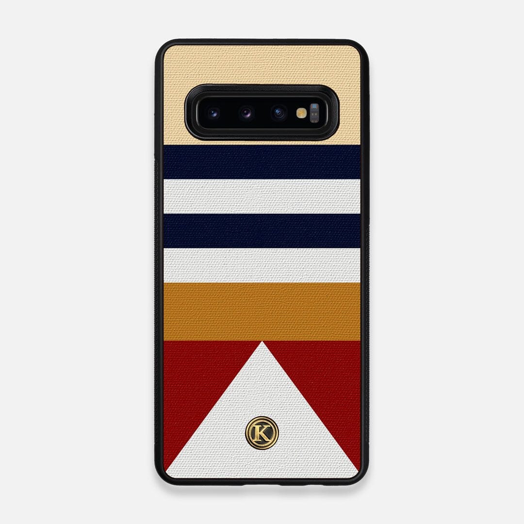 Front view of the Lodge Adventure Marker in the Wayfinder series UV-Printed thick cotton canvas Galaxy S10 Case by Keyway Designs