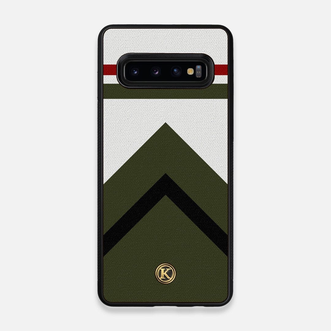 Front view of the Peak Adventure Marker in the Wayfinder series UV-Printed thick cotton canvas Galaxy S10 Case by Keyway Designs