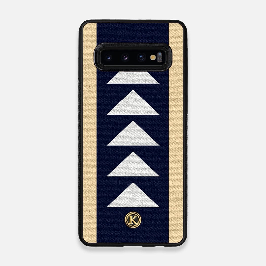 Front view of the Track Adventure Marker in the Wayfinder series UV-Printed thick cotton canvas Galaxy S10 Case by Keyway Designs