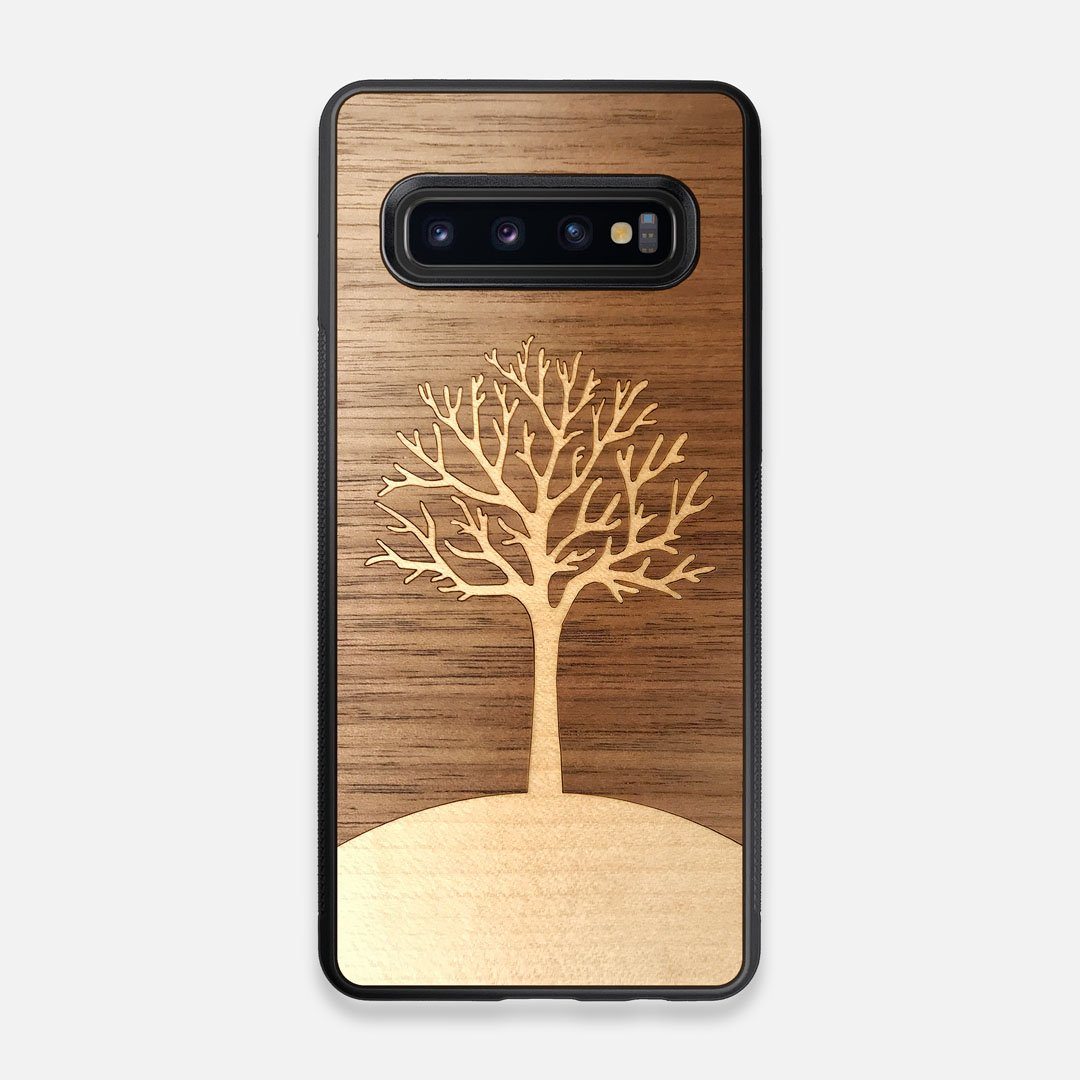 Front view of the Tree Of Life Walnut Wood Galaxy S10 Case by Keyway Designs