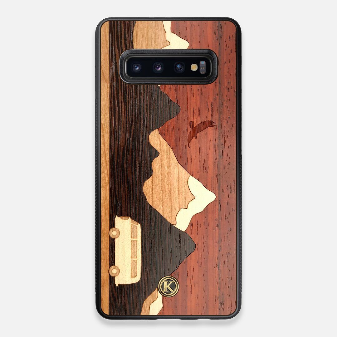 Front view of the Compass By Nrth Blue Denim Galaxy S10+ Case by Keyway Designs