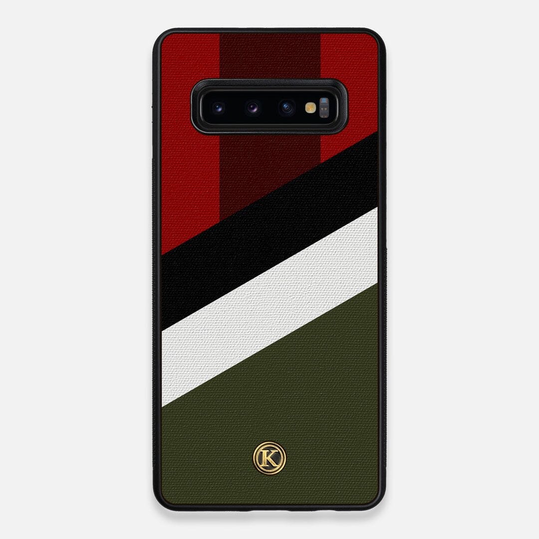 Front view of the Highland Adventure Marker in the Wayfinder series UV-Printed thick cotton canvas Galaxy S10 Plus Case by Keyway Designs