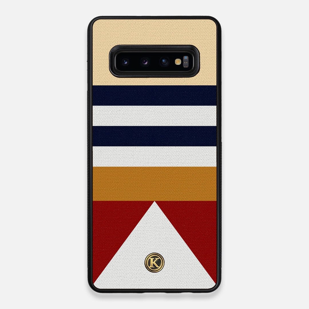 Front view of the Lodge Adventure Marker in the Wayfinder series UV-Printed thick cotton canvas Galaxy S10 Plus Case by Keyway Designs