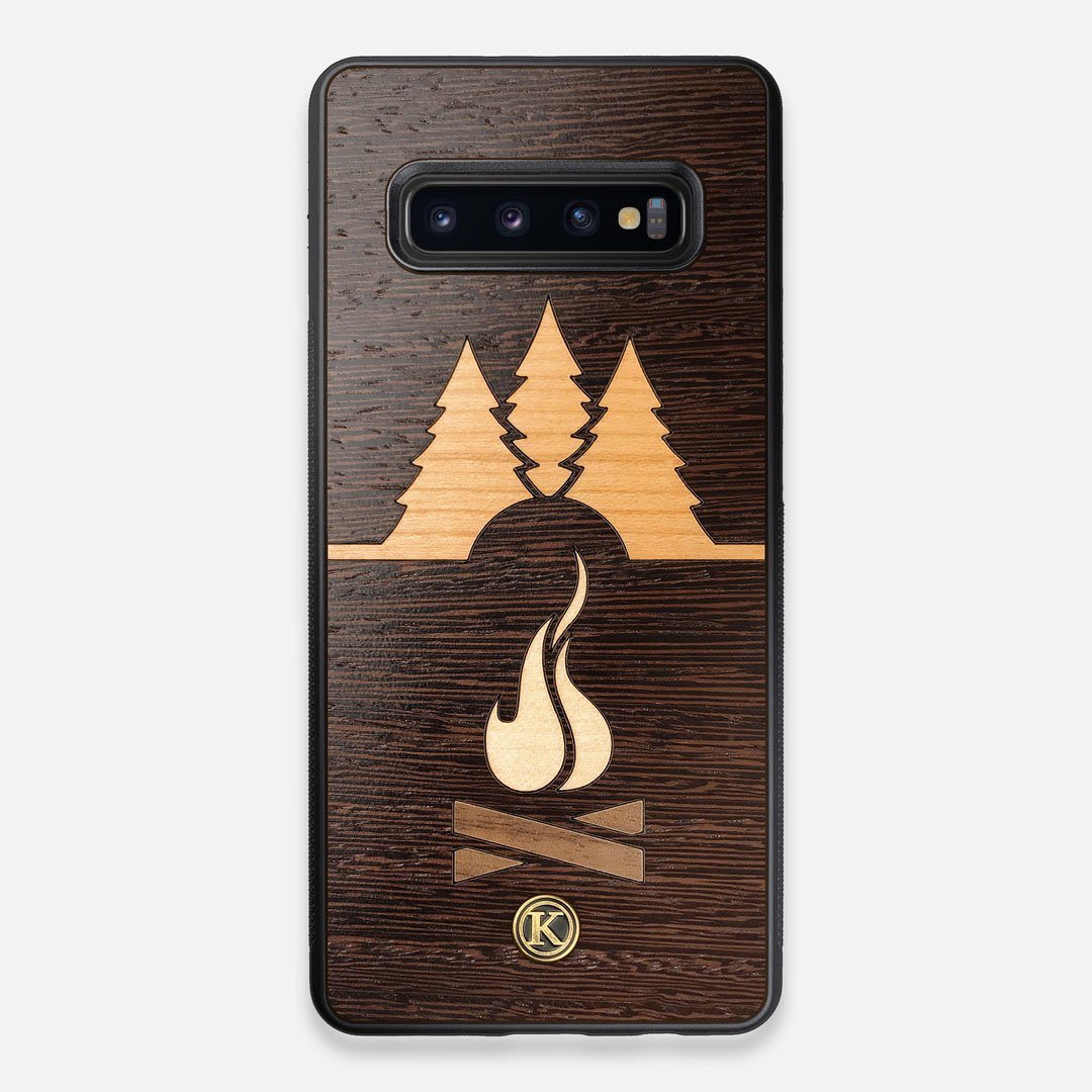 Front view of the Nomad Campsite Wood Galaxy S10+ Case by Keyway Designs