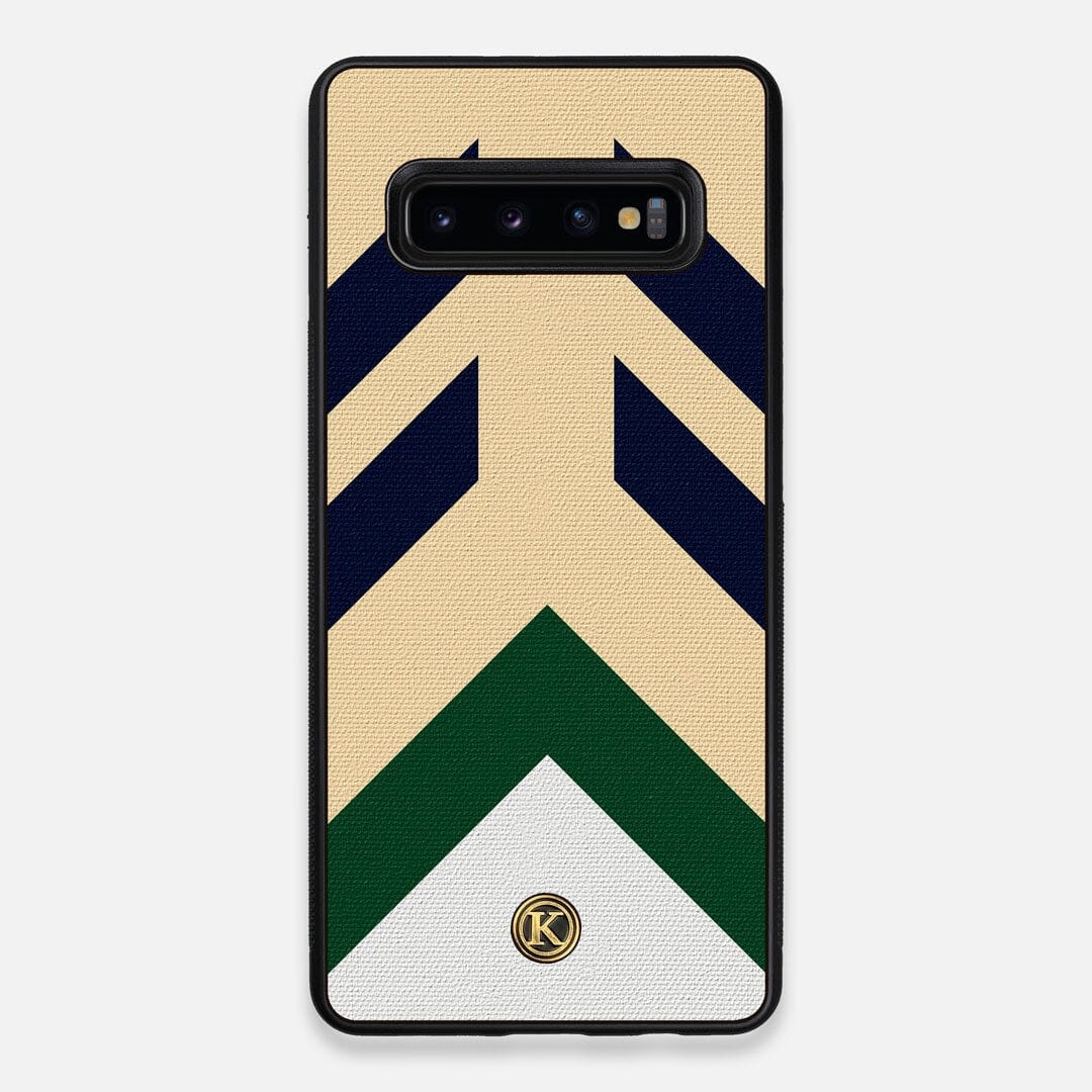Front view of the Passage Adventure Marker in the Wayfinder series UV-Printed thick cotton canvas Galaxy S10 Plus Case by Keyway Designs