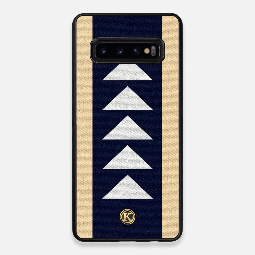 Front view of the Track Adventure Marker in the Wayfinder series UV-Printed thick cotton canvas Galaxy S10 Plus Case by Keyway Designs
