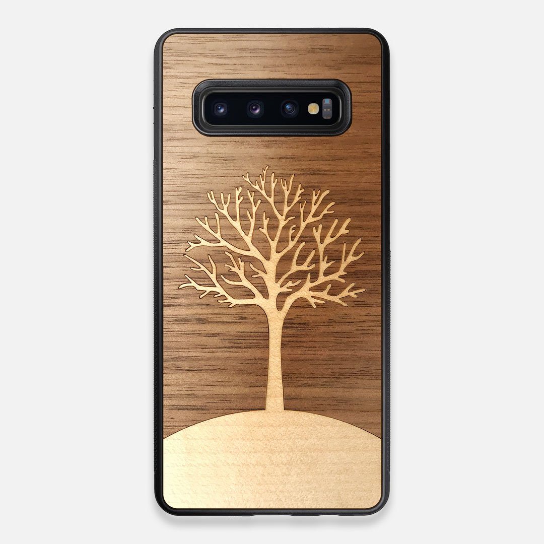 Front view of the Tree Of Life Walnut Wood Galaxy S10+ Case by Keyway Designs