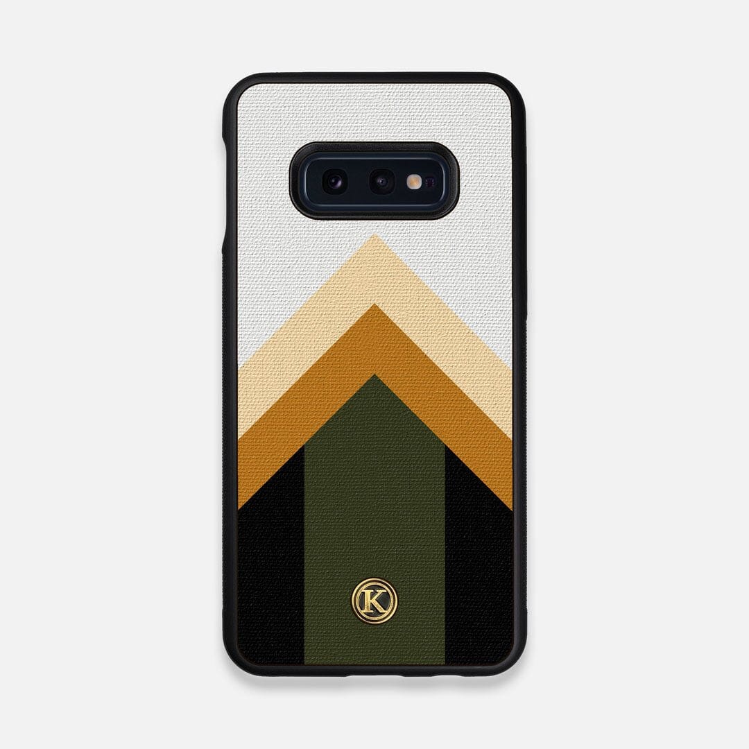 Front view of the Ascent Adventure Marker in the Wayfinder series UV-Printed thick cotton canvas Galaxy S10e Case by Keyway Designs