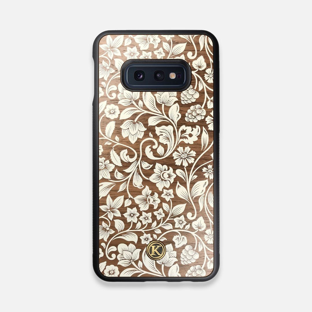 Front view of the Blossom Whitewash Wood Galaxy S10e Case by Keyway Designs