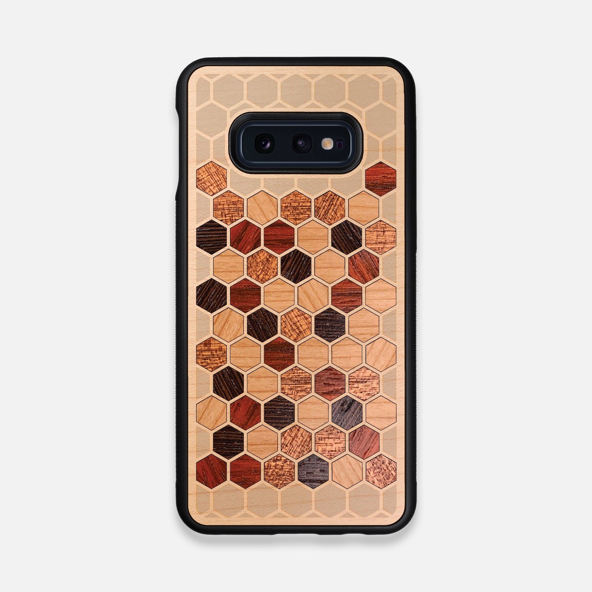 Front view of the Cellular Maple Wood Galaxy S10e Case by Keyway Designs